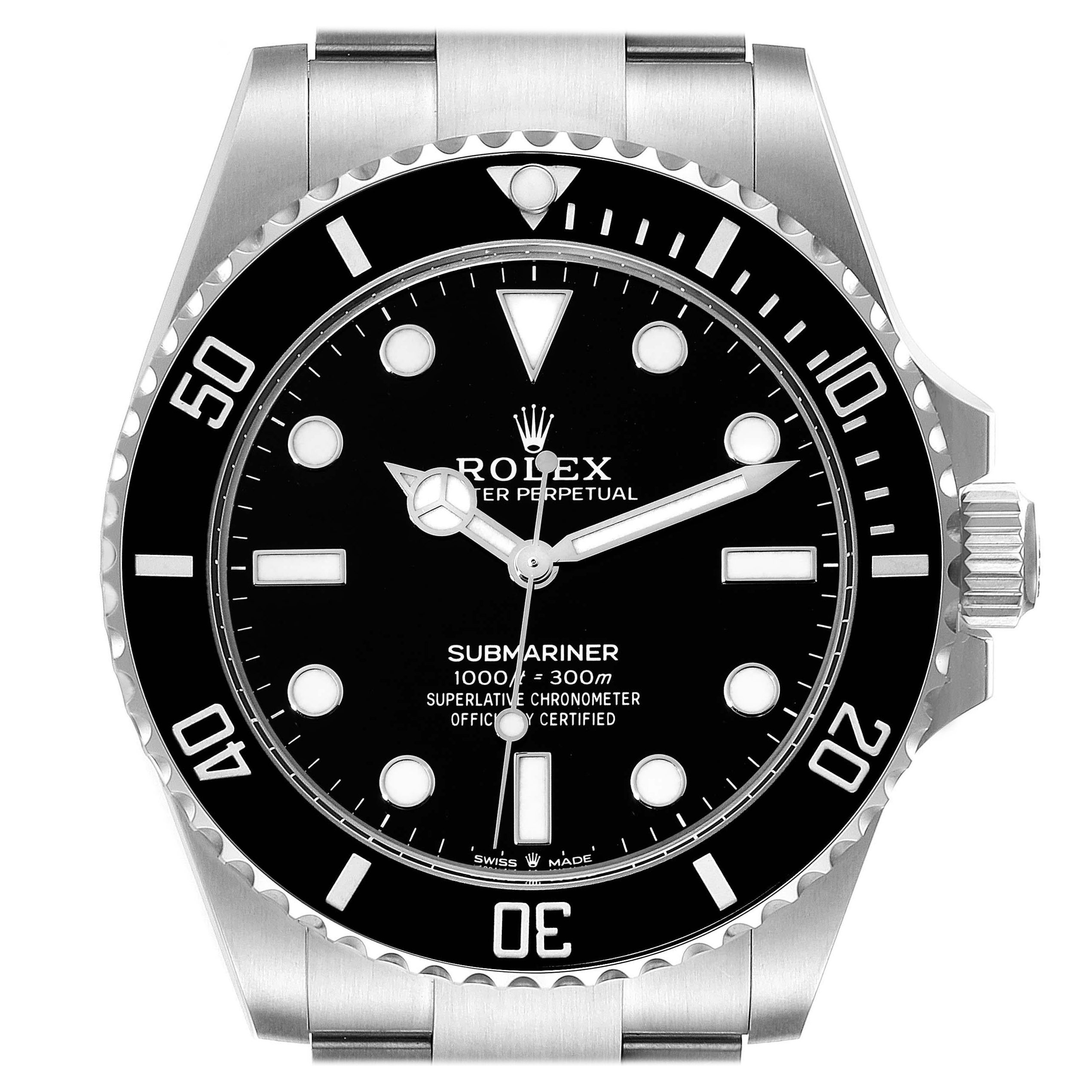 Rolex Montre Submariner non-Date en acier avec lunette en céramique pour hommes 124060 Boîte Card