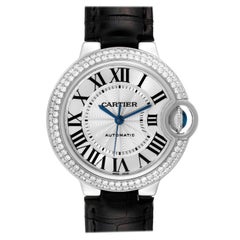 Cartier Ballon Bleu Automatic Diamond White Gold Ladies Watch WE902067 Papers