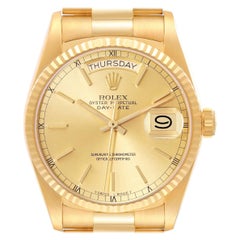 Vintage Rolex President Day-Date Yellow Gold Champagne Dial Mens Watch 18038