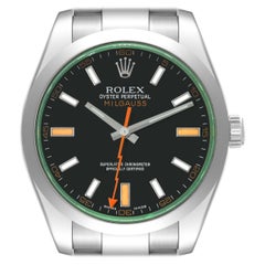 Rolex Milgauss Black Dial Green Crystal Steel Mens Watch 116400