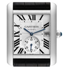 Cartier Tank MC Silver Dial Steel Mens Watch W5330003 Box Card