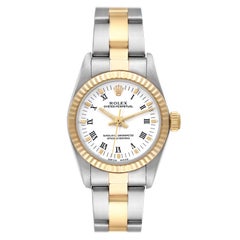 Rolex Oyster Perpetual Steel Yellow Gold White Dial Ladies Watch 76193