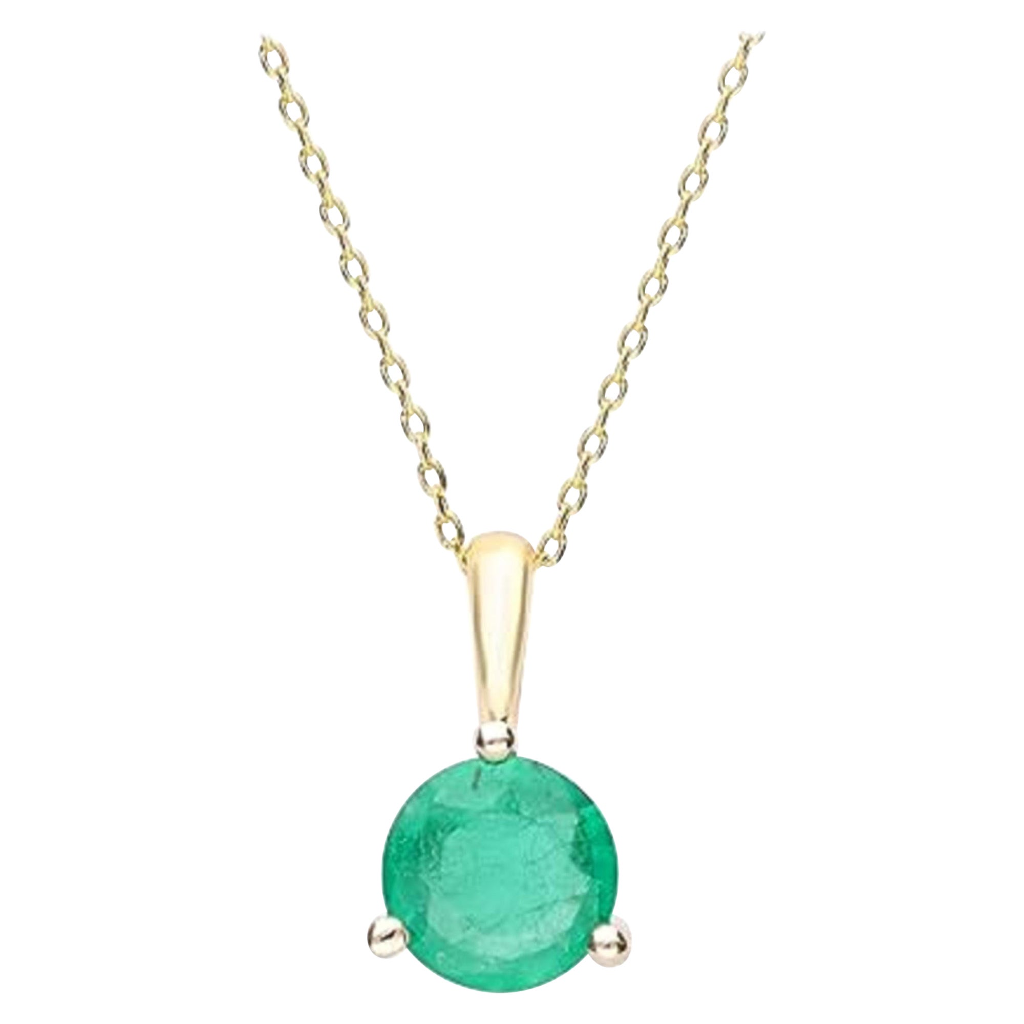 Gin & Grace 10K Yellow Gold Natural Emerald Pendant for women For Sale