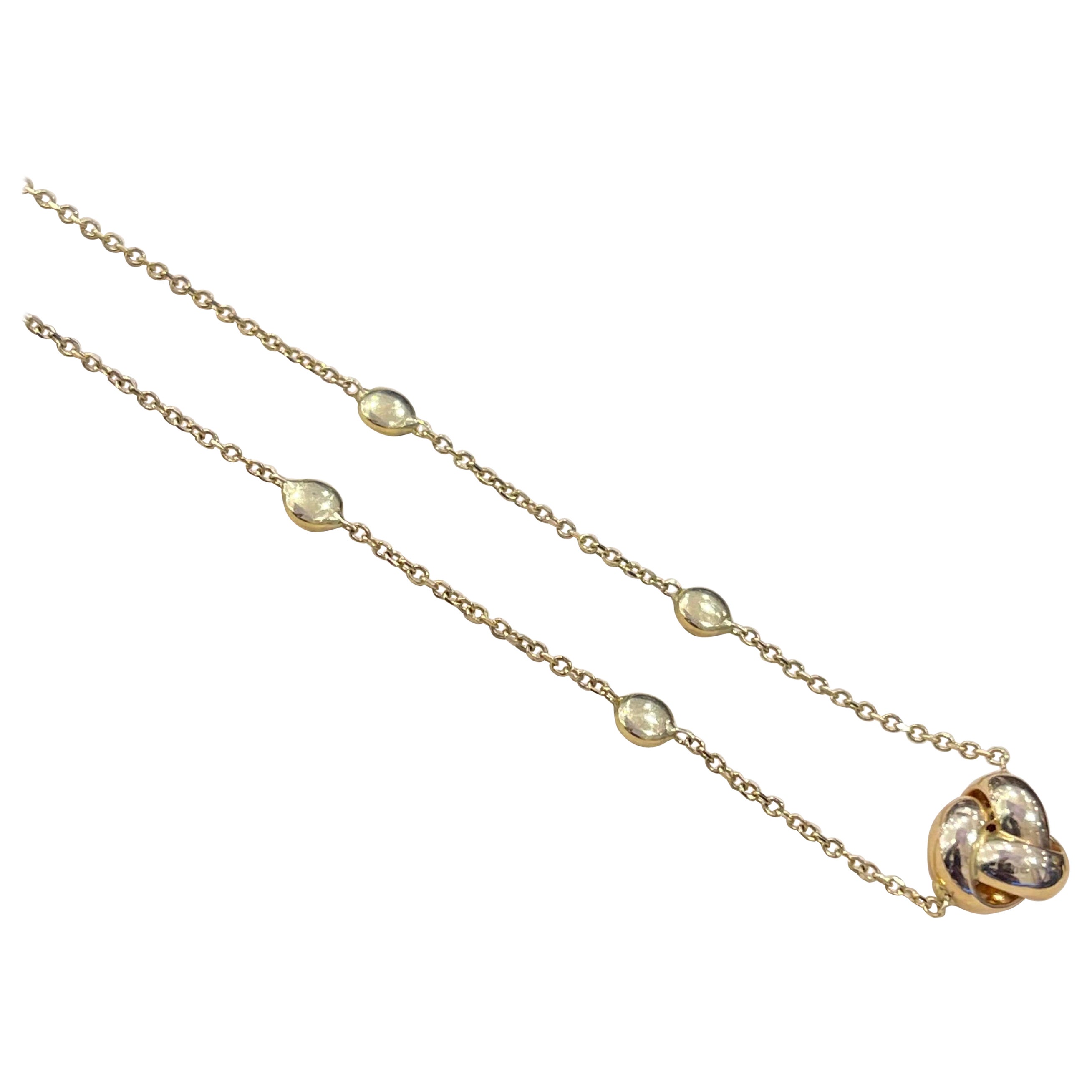 14k Yellow Gold Knot Necklace  For Sale