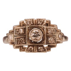 Antique 1920s 14K White Gold Old European Cut Diamond Engagement Ring