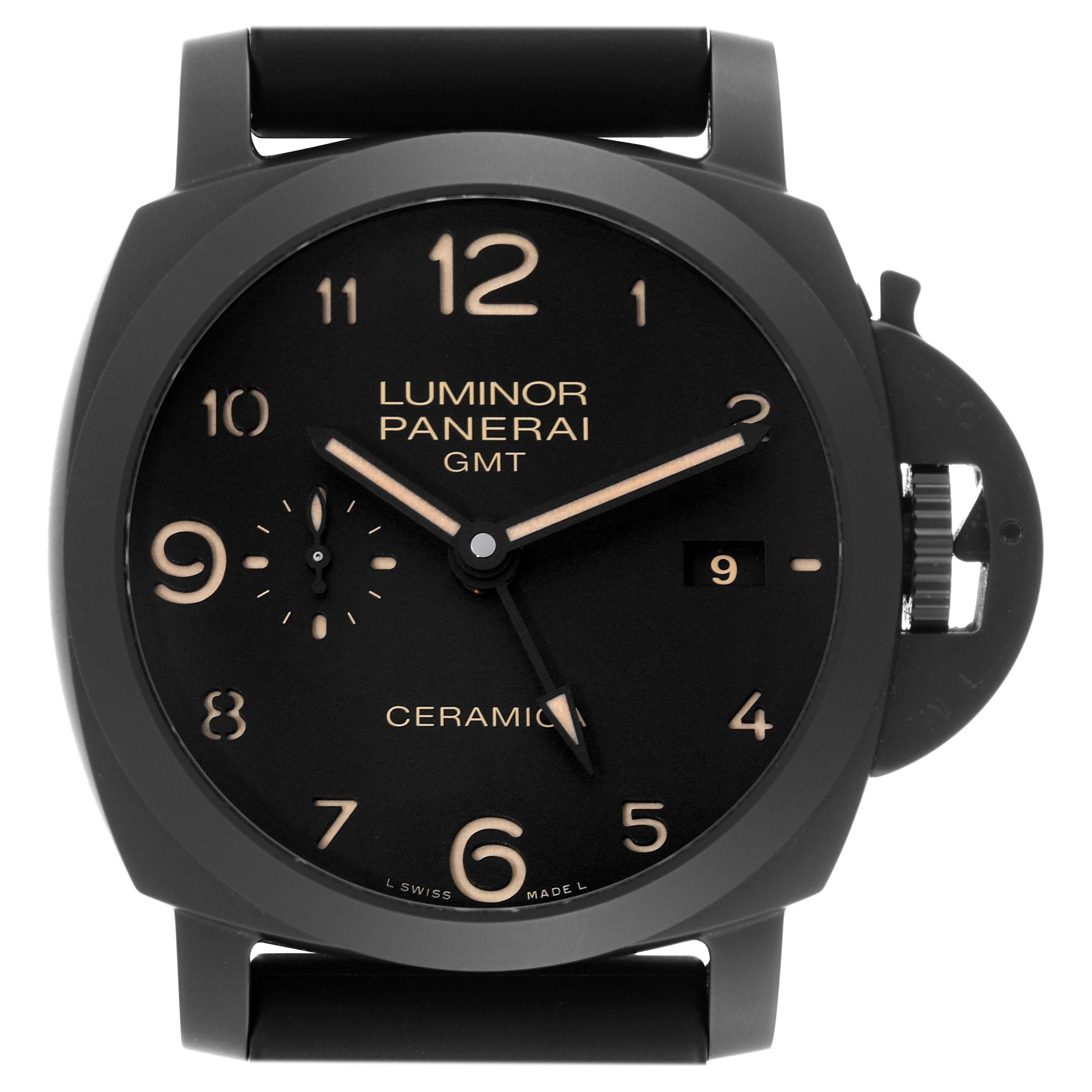 Panerai Luminor 1950 3 Days GMT Ceramic Limited Edition Mens Watch PAM00441 For Sale