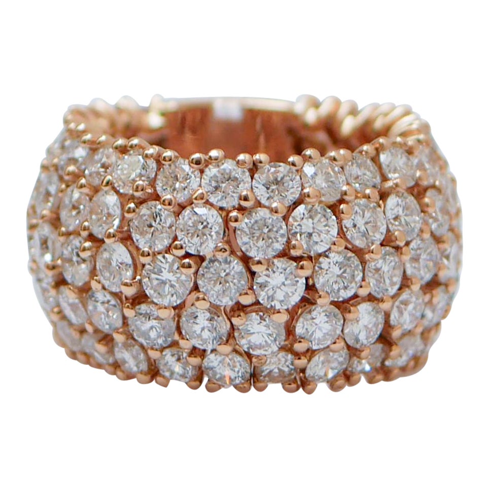 Diamonds, 18 Karat Rose Gold Band Ring. For Sale