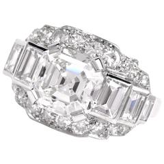 Retro 1950s Asscher Diamond Platinum Engagement Ring