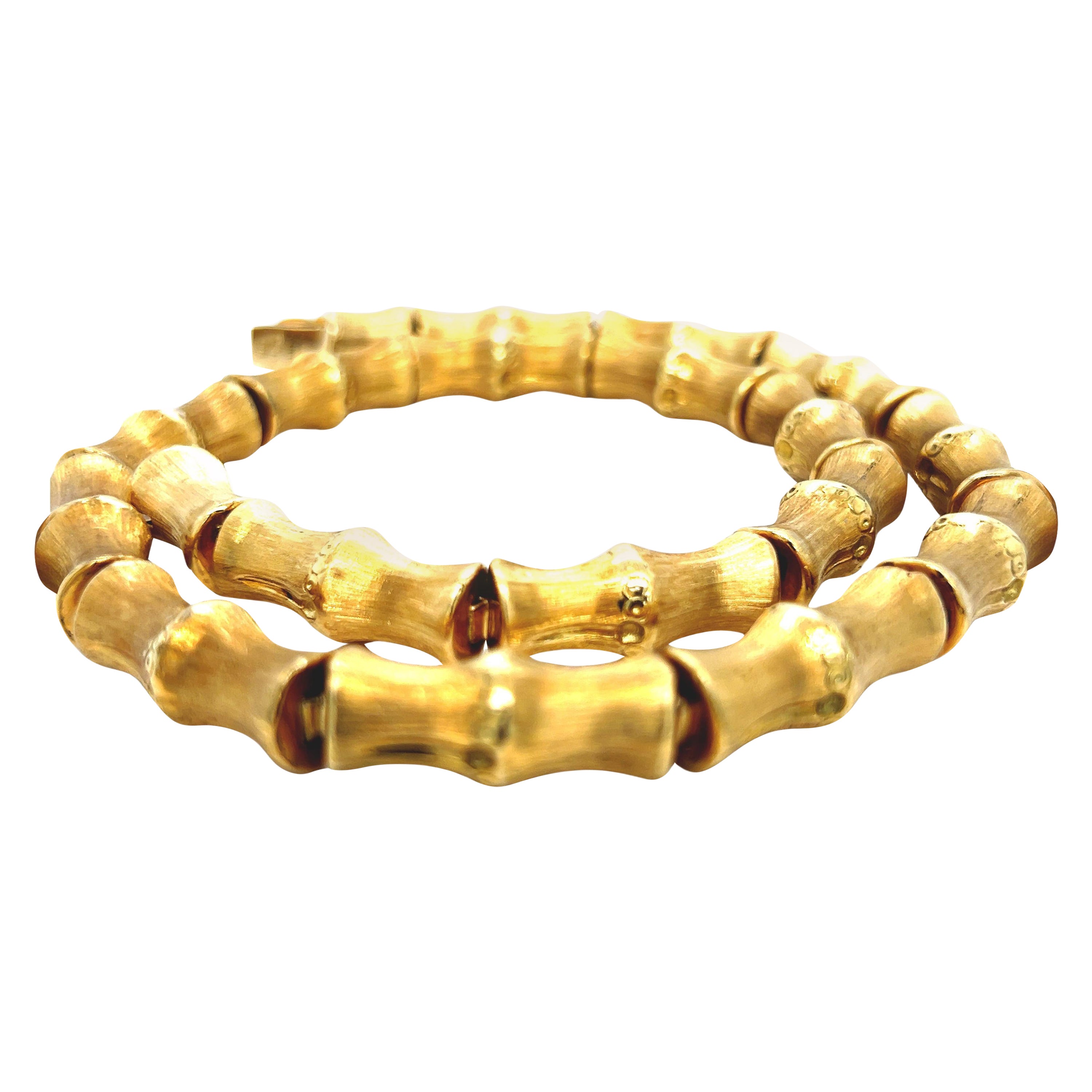 Original 1980 Gucci New York  18Kt Yellow Gold Bamboo Necklace  For Sale