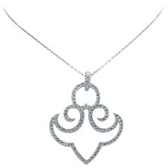 18K White Gold Chain Necklace With Diamond and 18K White Gold Anchor Pendant