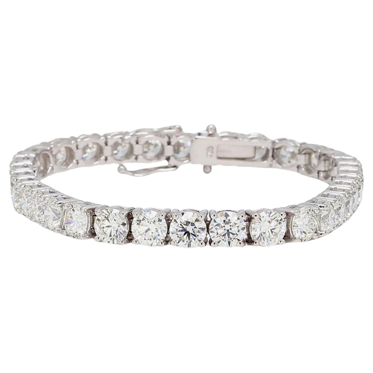 Bracelet de tennis certifié GIA de 11 carats de diamants ronds taillés en brillant