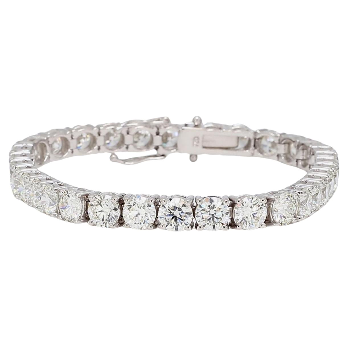 GIA Certified 11 Carat Round Brilliant Cut Diamond Tennis Bracelet For Sale