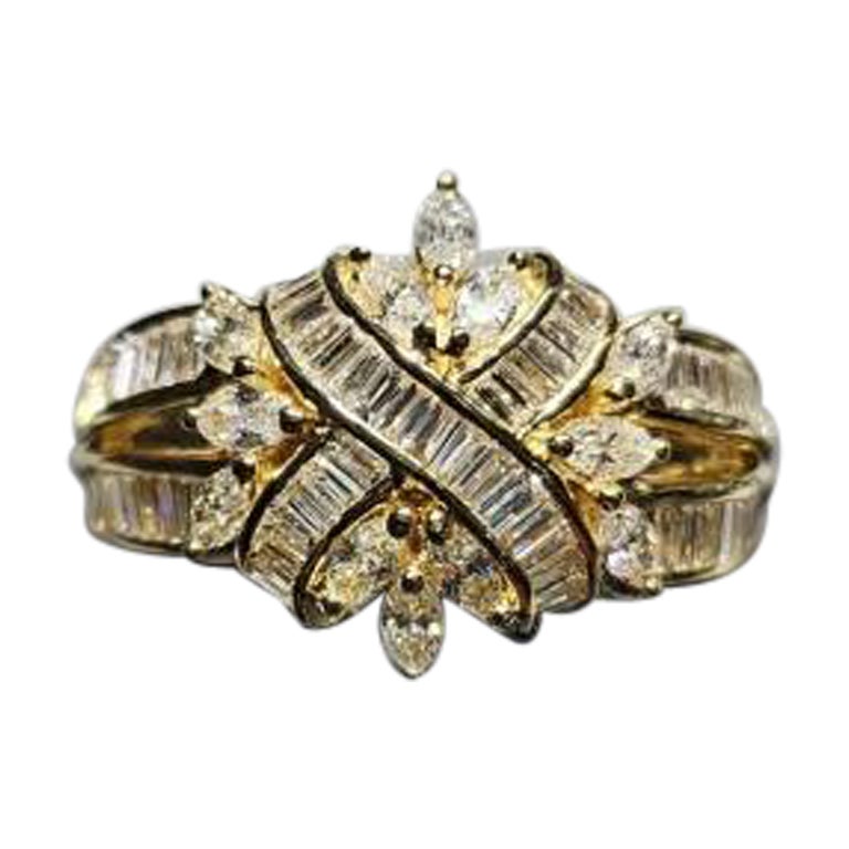 Artdeco Yellow Gold Diamond Ring For Sale