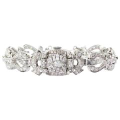 Vintage Hamilton Ladies Art Deco Platinum Diamond Bracelet Wristwatch