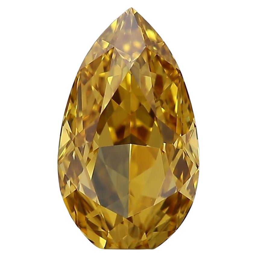 Meghna Jewels 1.0 Carat IF Fancy Pear Shape Intense Orange Yellow Diamond GIA  
