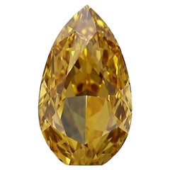 Meghna Jewels 1,0 carat IF Fancy Pear Shape Intense Orange Yellow Diamond GIA  
