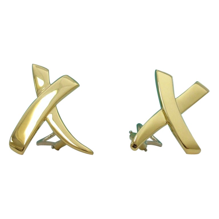 TIFFANY & Co. Paloma Picasso 18 Karat Gold X-Ohrringe Extra groß