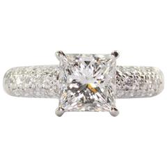 2.43 Carat Square Brilliant Cut Diamond Platinum Engagement Ring