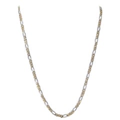 Yellow Gold Diamond Cut Figaro Chain Necklace 18" - 14k Italy