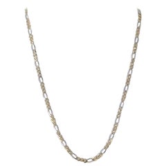 Collier de chaîne Figaro en or jaune avec diamants 18" - 14k Italie