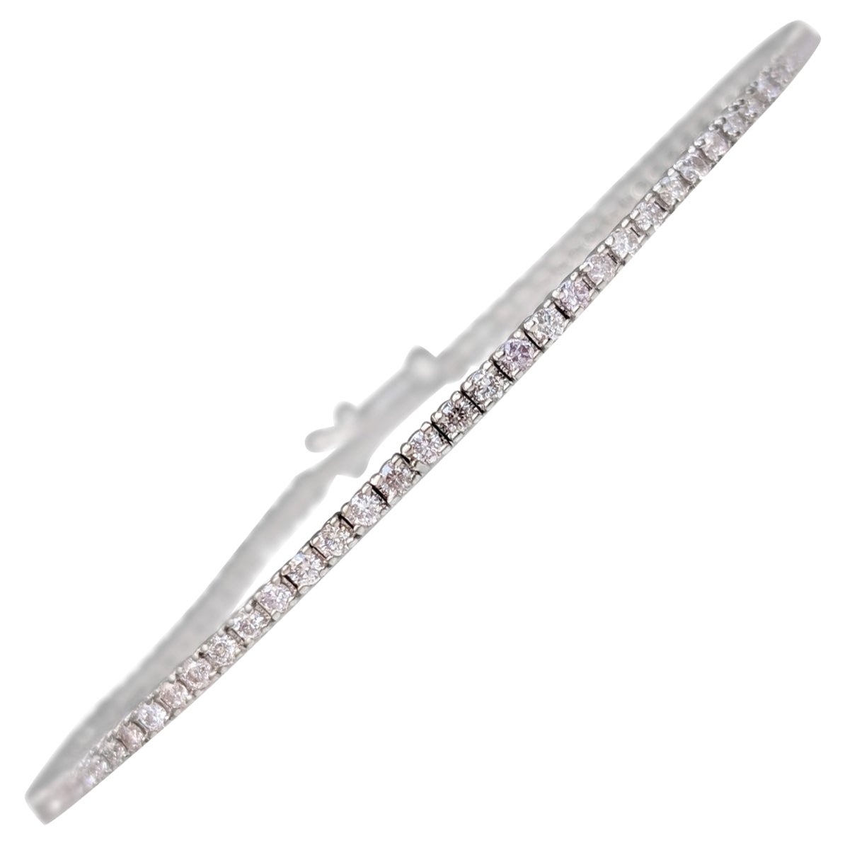 PAS DE RÉSERVE ! 1.78 Ct Fancy Light Pink Diamond Tennis Bracelet en or blanc 14K