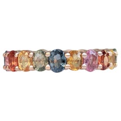 NO RESERVE! 4.14 Carat Natural Sapphire Eternity Band - 14 kt. Pink gold - Ring