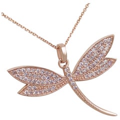 PAS DE RÉSERVE ! 0.40Ct Fancy Pink Diamond Butterfly Collier pendentif en or rose 14kt