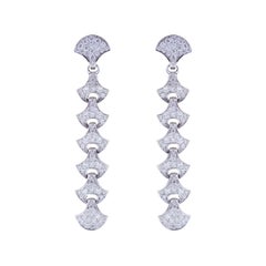 Pendientes Tenis Ola de Angeletti Oro Blanco con Abanico de Oro y Diamantes
