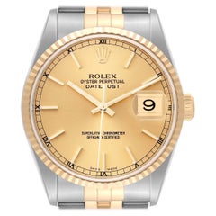 Rolex Datejust 36 Steel Yellow Gold Champagne Dial Mens Watch 16233 Box Papers