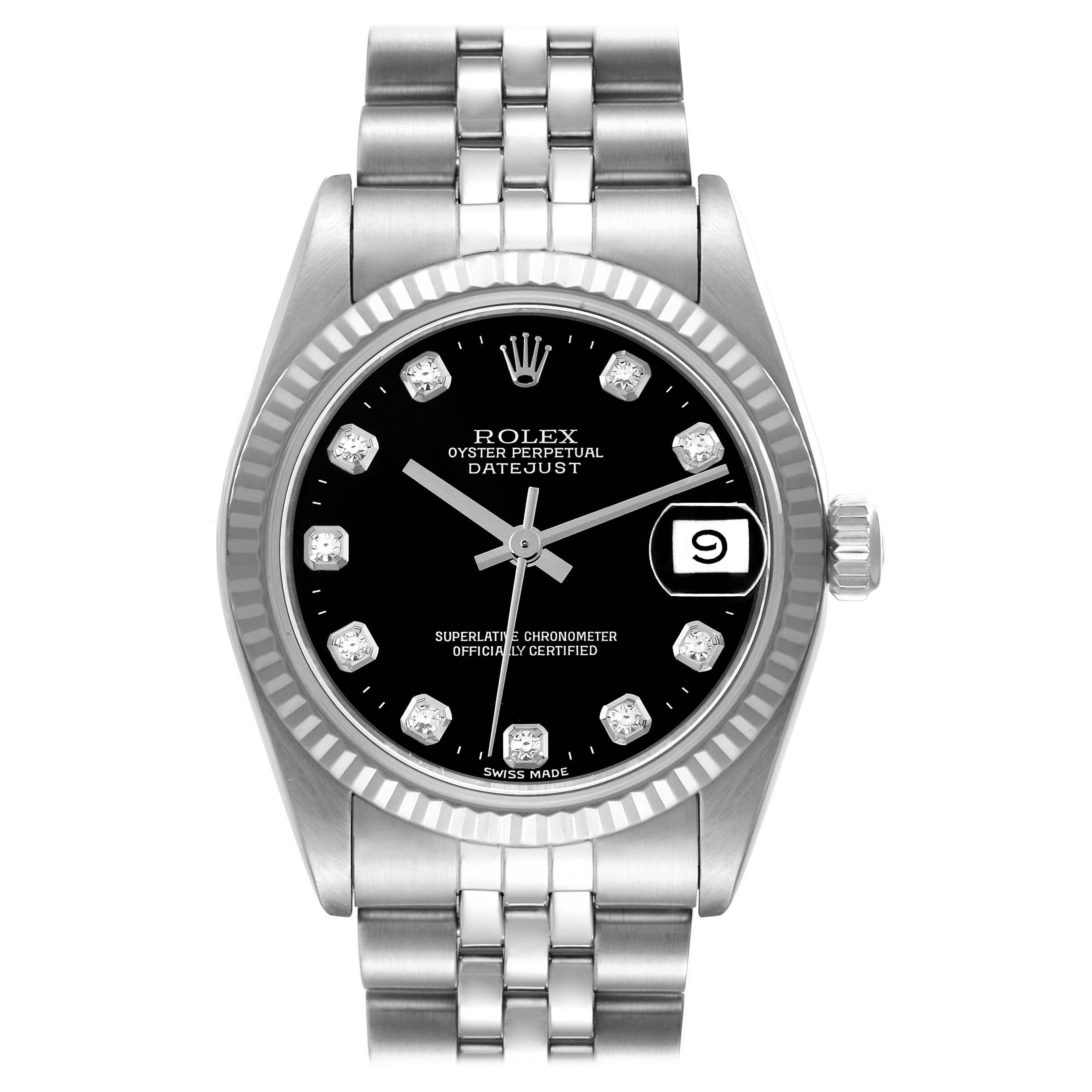 Rolex Datejust Damenuhr aus Stahl und Weißgold mit Diamant-Zifferblatt 68274 im Angebot
