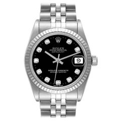 Vintage Rolex Datejust Midsize Steel White Gold Diamond Dial Ladies Watch 68274