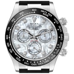 Rolex Cosmograph Daytona White Gold Mother of Pearl Diamond Dial Mens Watch