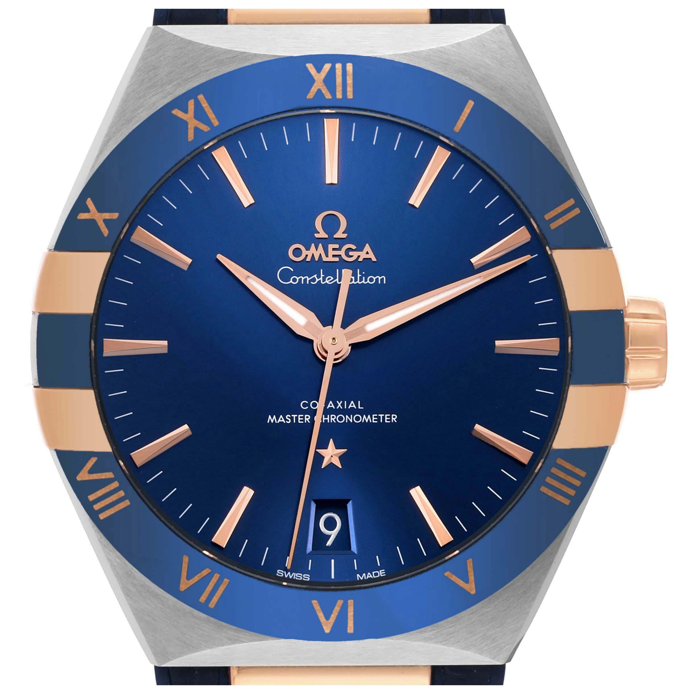 Omega Constellation 41mm Steel Rose Gold Mens Watch 131.23.41.21.03.001 Box Card For Sale