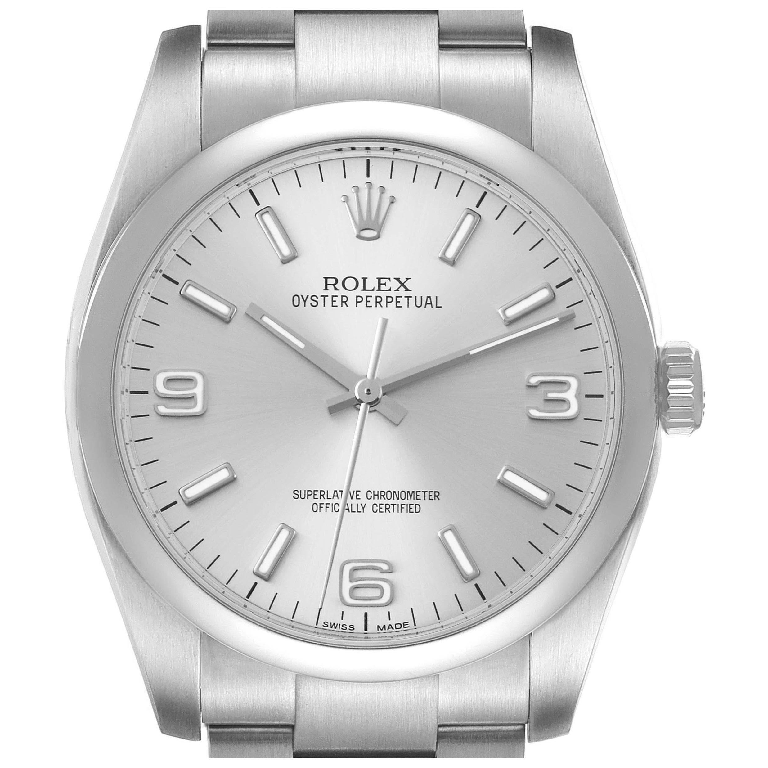 Rolex Oyster Perpetual 36mm Silver Dial Steel Mens Watch 116000