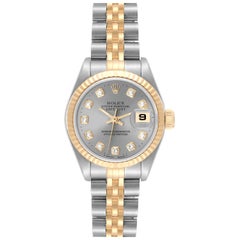 Rolex Datejust Slate Diamond Dial Steel Yellow Gold Ladies Watch 69173