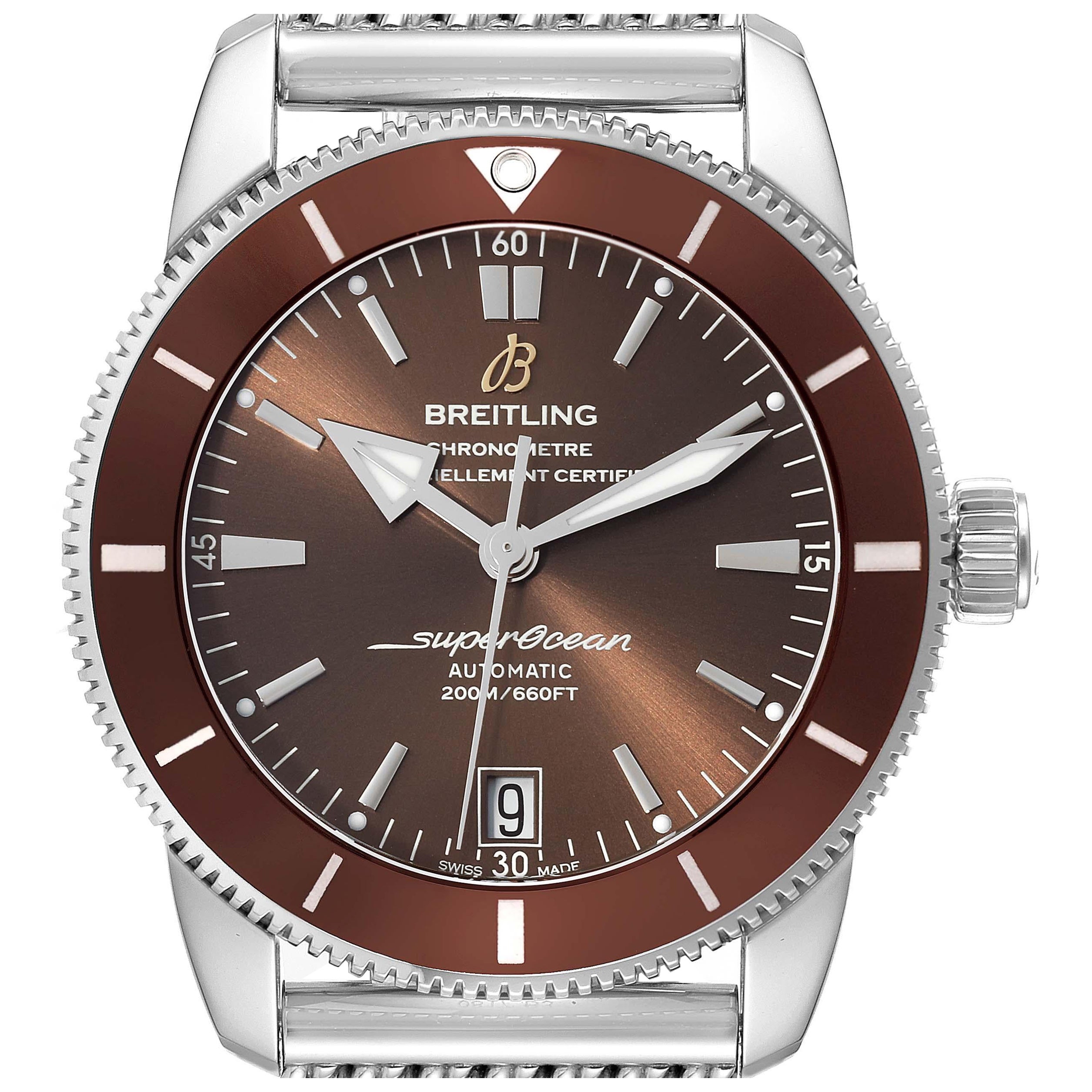 Breitling Superocean Heritage II 42 Brown Dial Steel Mens Watch AB2010 Box Card