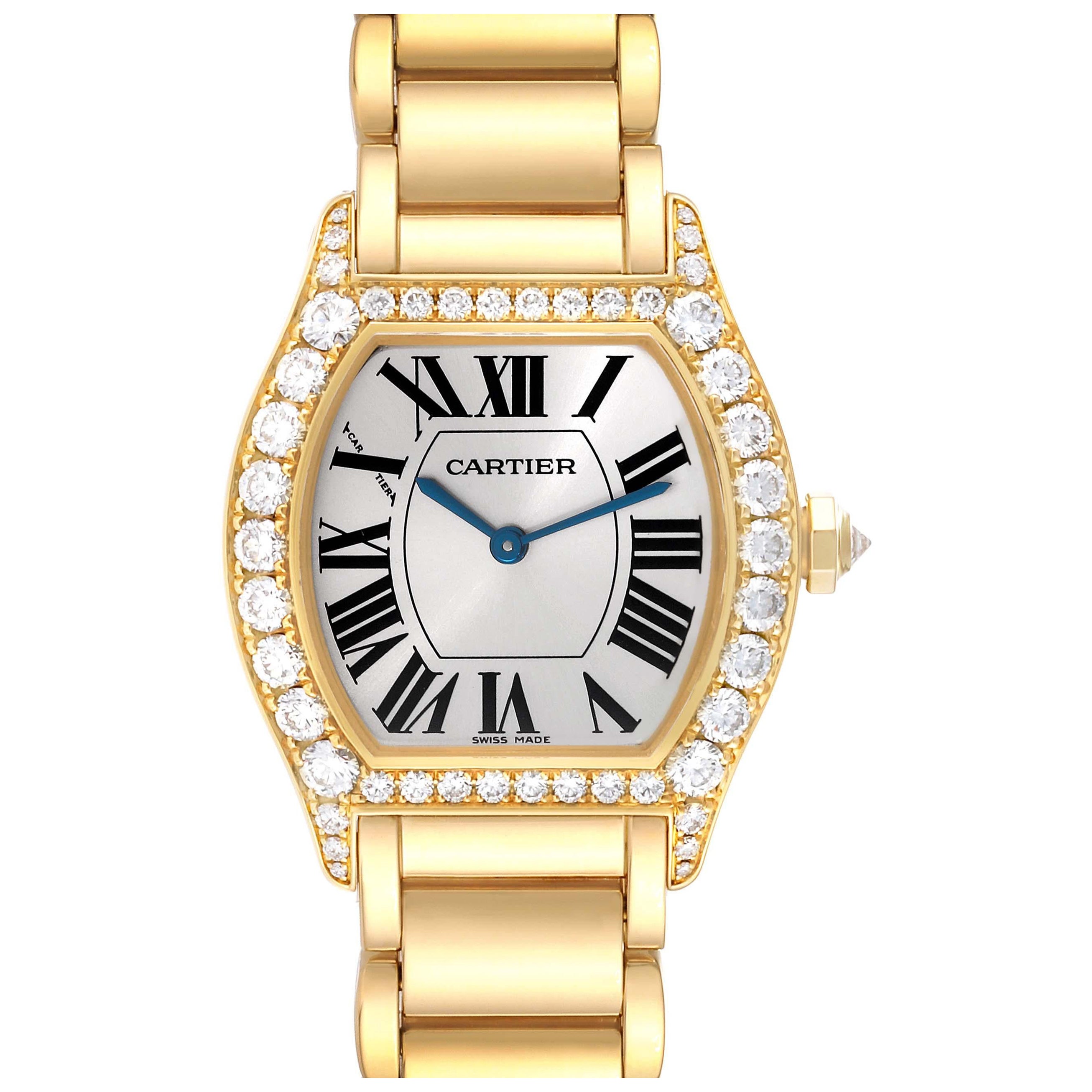 Cartier Tortue Gelbgold Diamant-Damenuhr WA5071W8