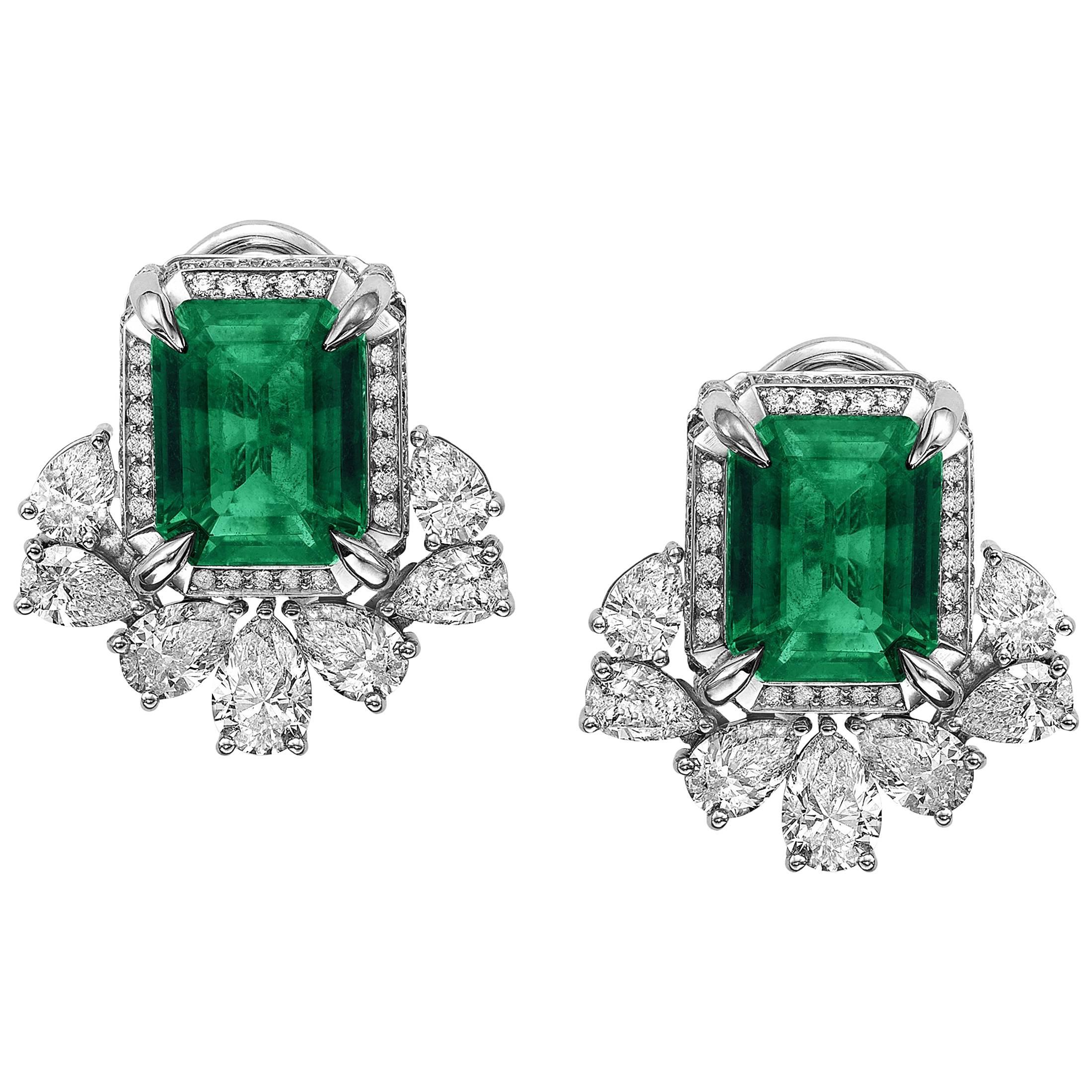 9.83ct carat Emerald Diamond Earrings