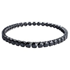 Bracelet tennis unisexe certifié HRD avec diamants noirs 12,95 carats, or 18 carats