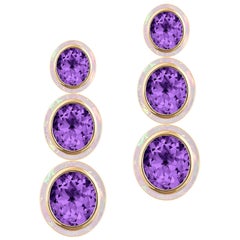 Goshwara 3 tier Oval Shape Amethyst with Opal Earrings