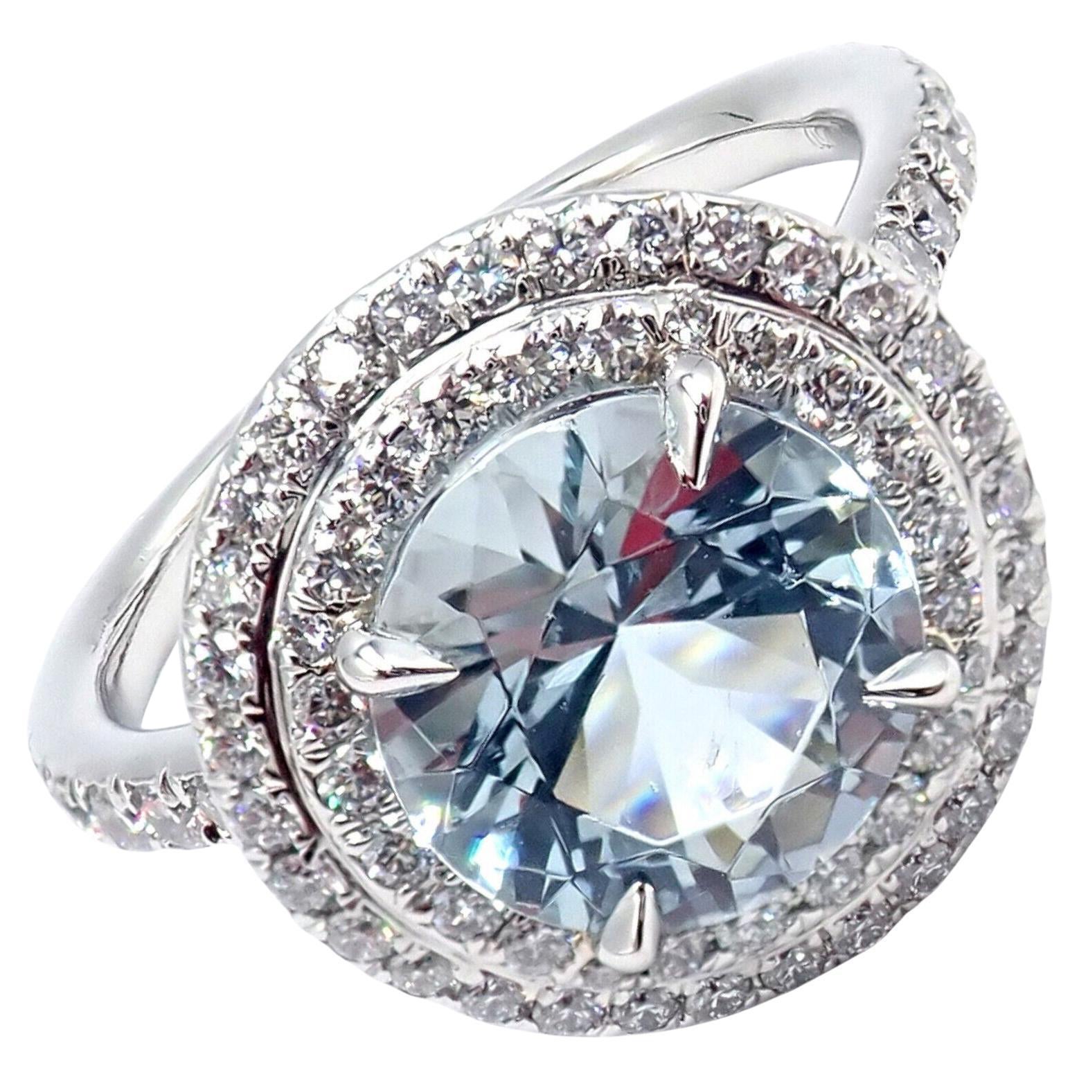 Tiffany & Co Diamond Aquamarine Soleste Platinum Cocktail Ring