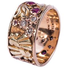 Ruby Diamond Rose Gold Band Ring