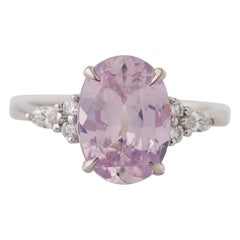GIA Certified 3.29 Carat Natural Oval Pink Sapphire Diamond Engagement Ring