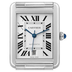Retro Cartier Tank Solo XL Silver Dial Automatic Steel Mens Watch W5200028