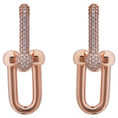 Tiffany & Co. HardWear Large Link Earrings with Pave Diamonds Rose Gold Wrist A