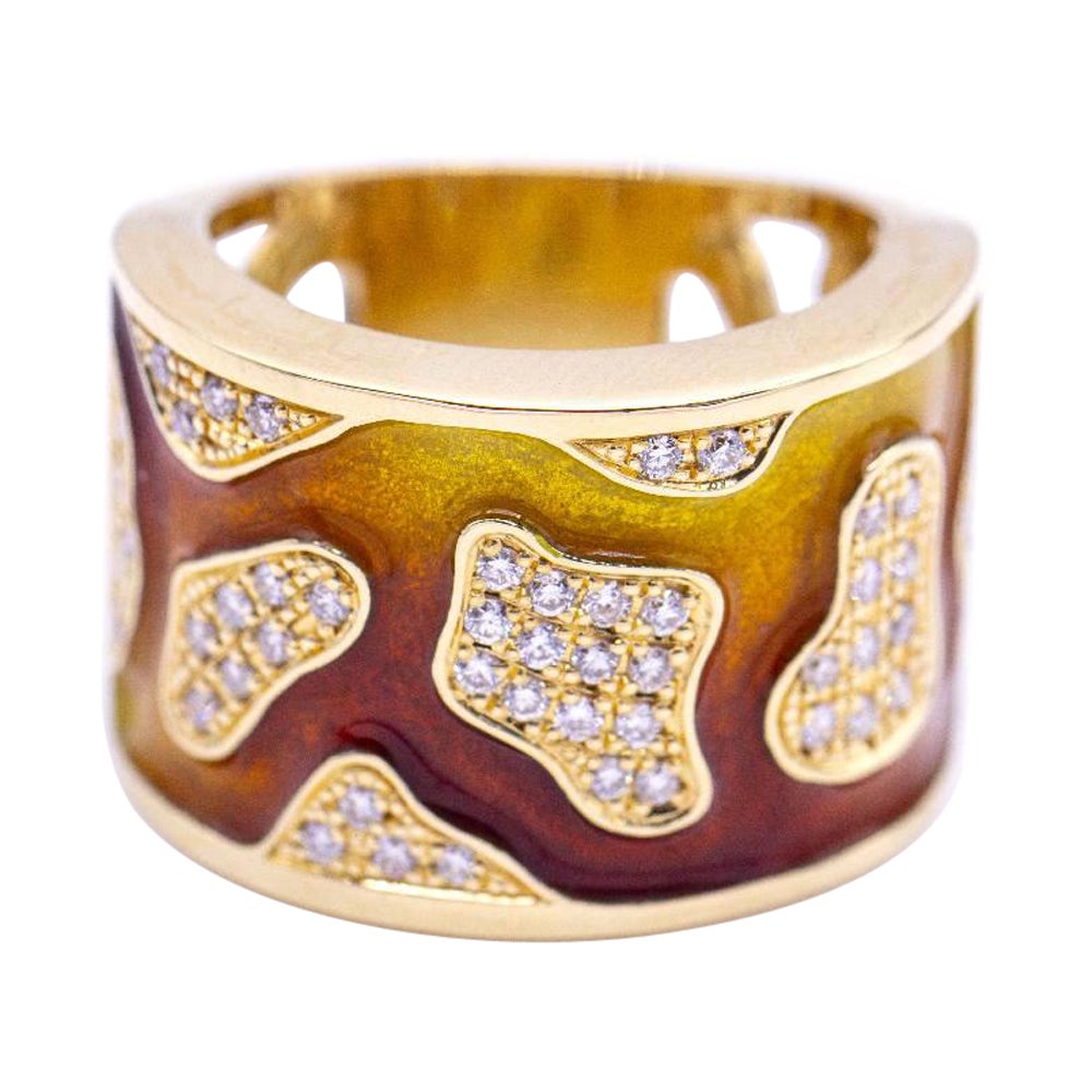 Gold and Enamel Ring For Sale