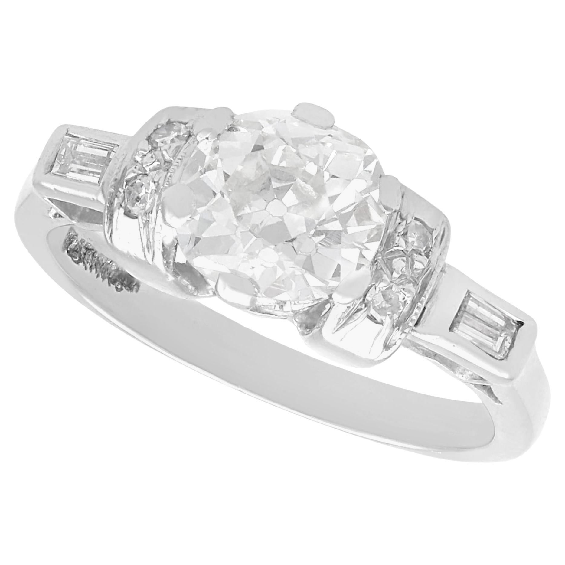 Antique 1.26Ct Diamond and Platinum Solitaire Engagement Ring Circa 1930
