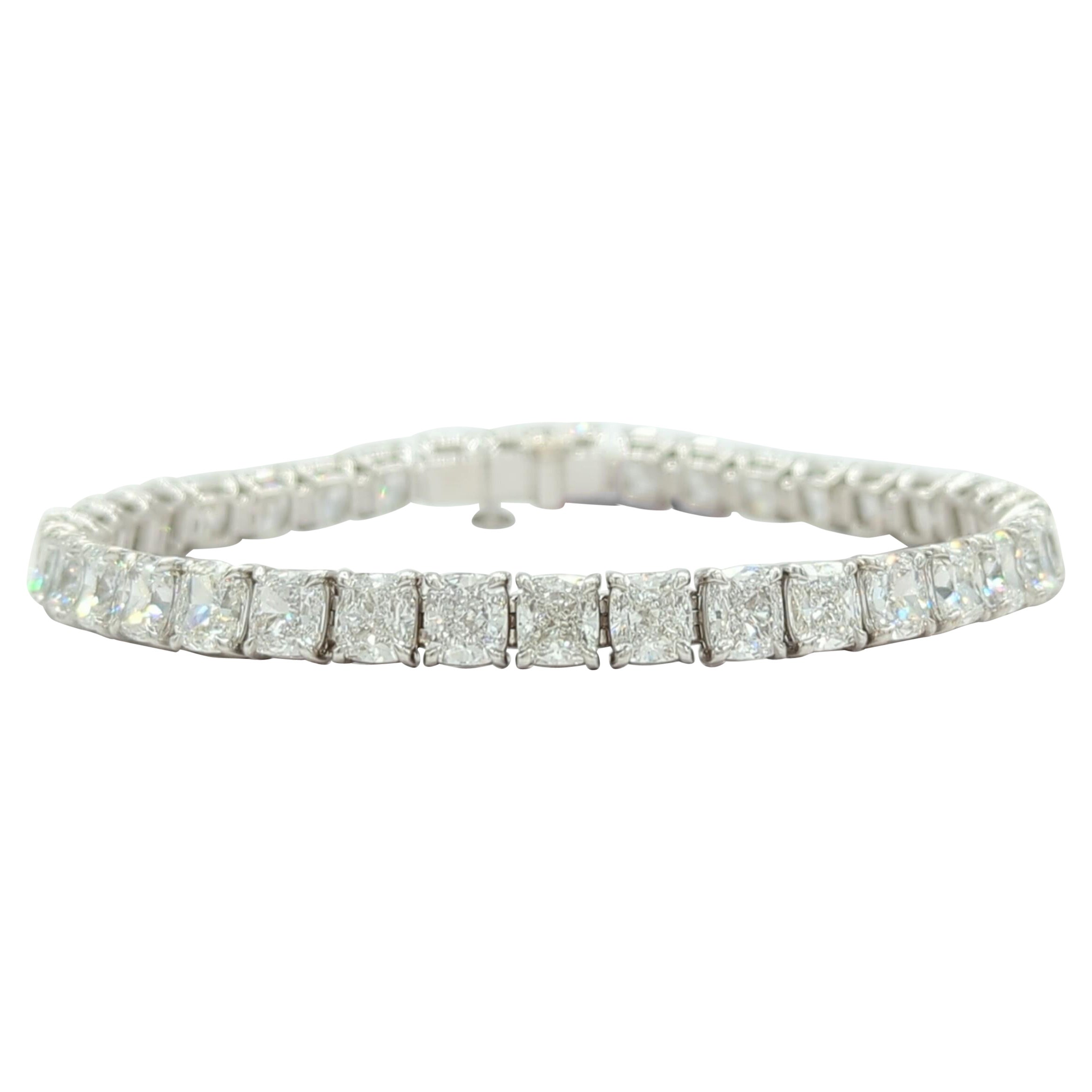 GIA White Diamond Cushion Tennis Bracelet in 18K White Gold For Sale at ...