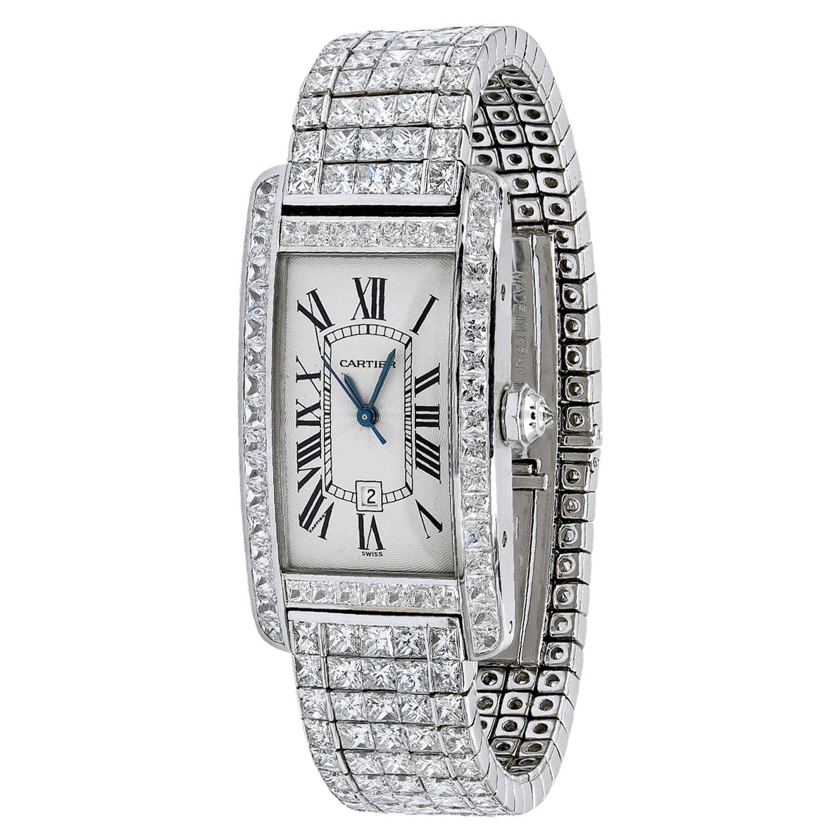 Cartier 'Tank Americaine' Ladies' Diamond Wristwatch For Sale