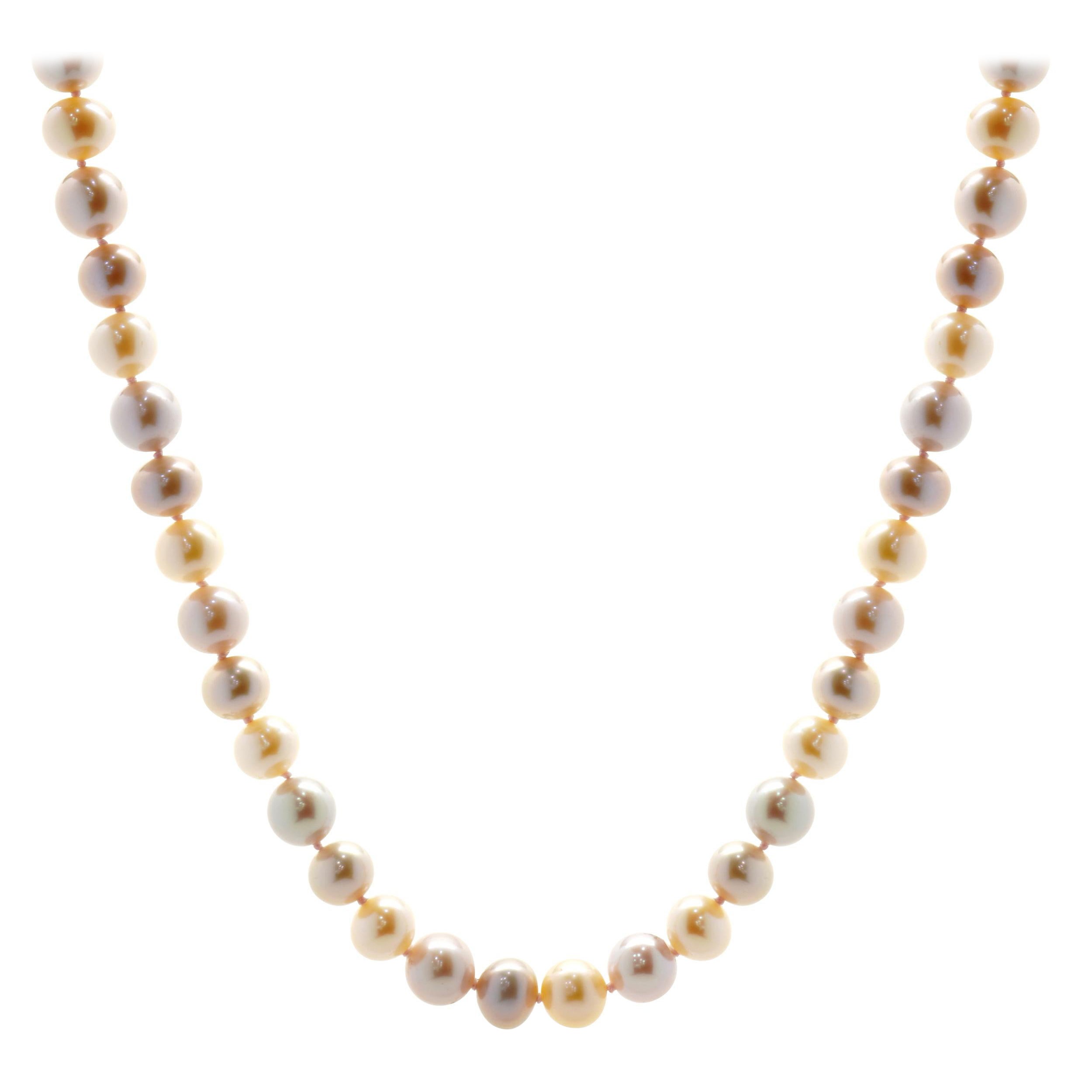 David Yurman, collier de perles de longueur opéra en or jaune 18 carats rose pastel et ivoire